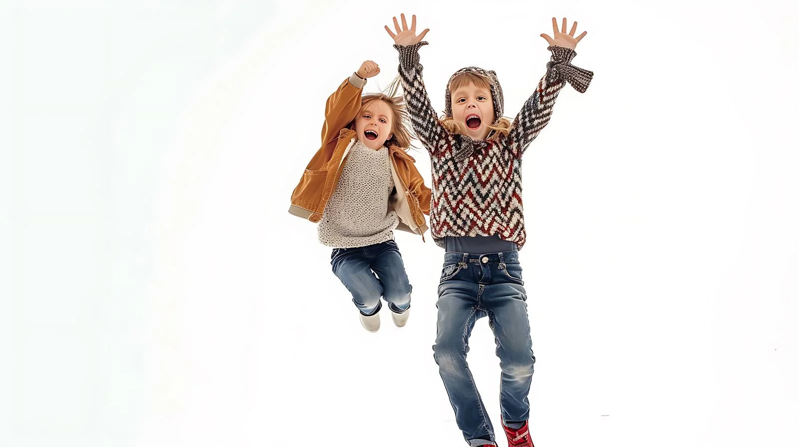 Joyful Siblings Jumping Together — free download from Dotvec