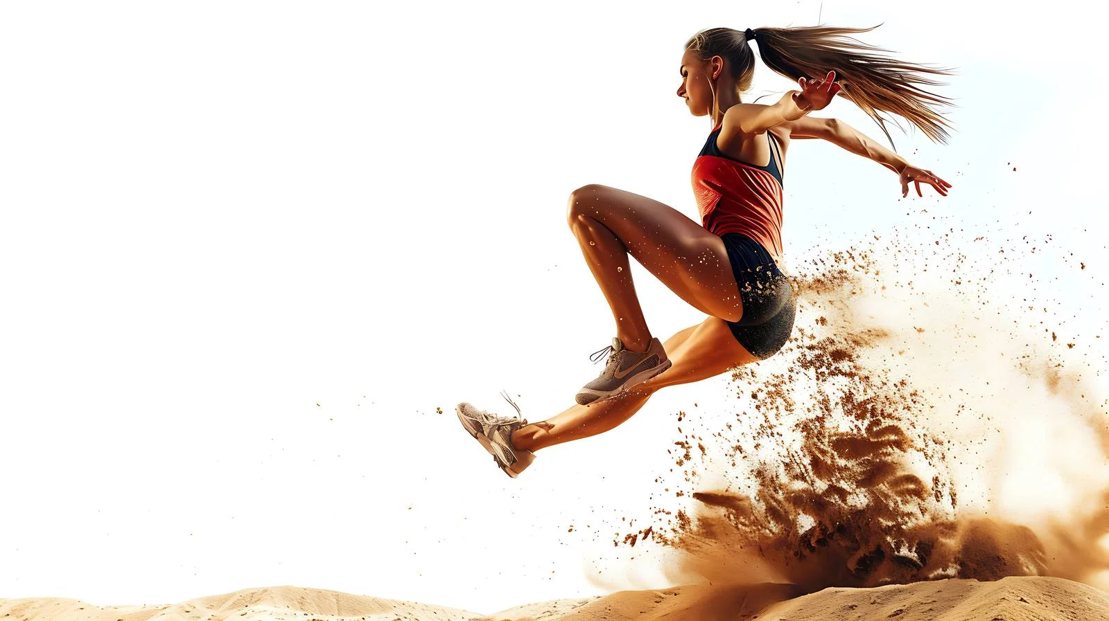 Cheerful Sportswoman Long Jump Training — free download from Dotvec