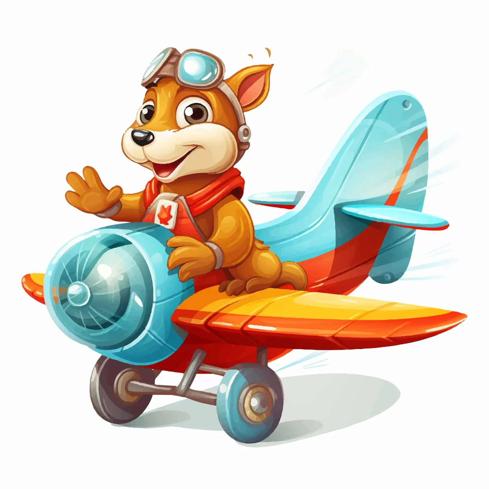 Cheerful Squirrel Flying a Colorful Toy Airplane — free download from Dotvec