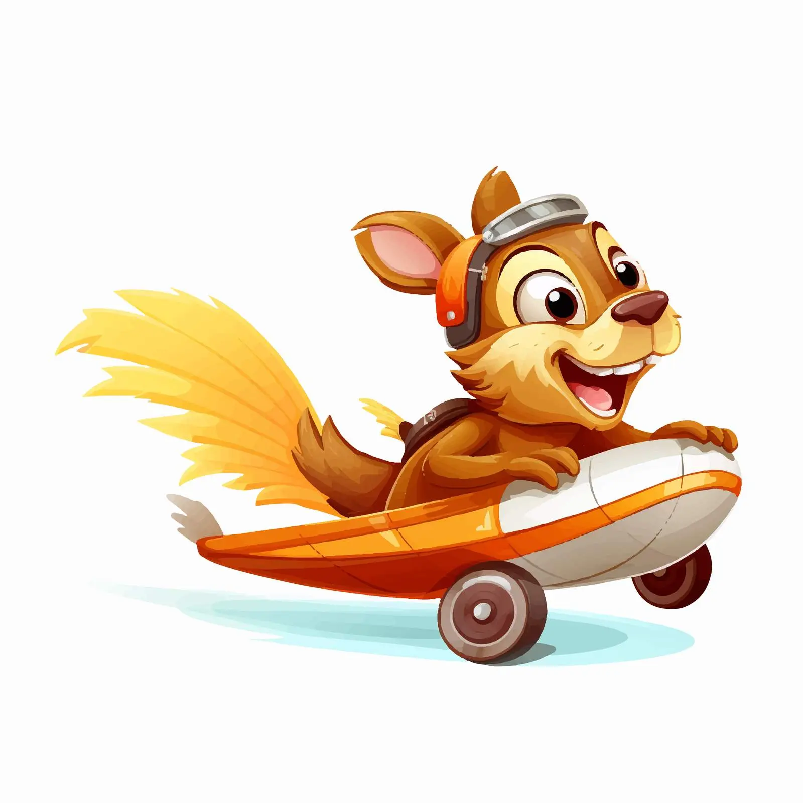 Cheerful Squirrel Flying Toy Airplane Vector — free download from Dotvec