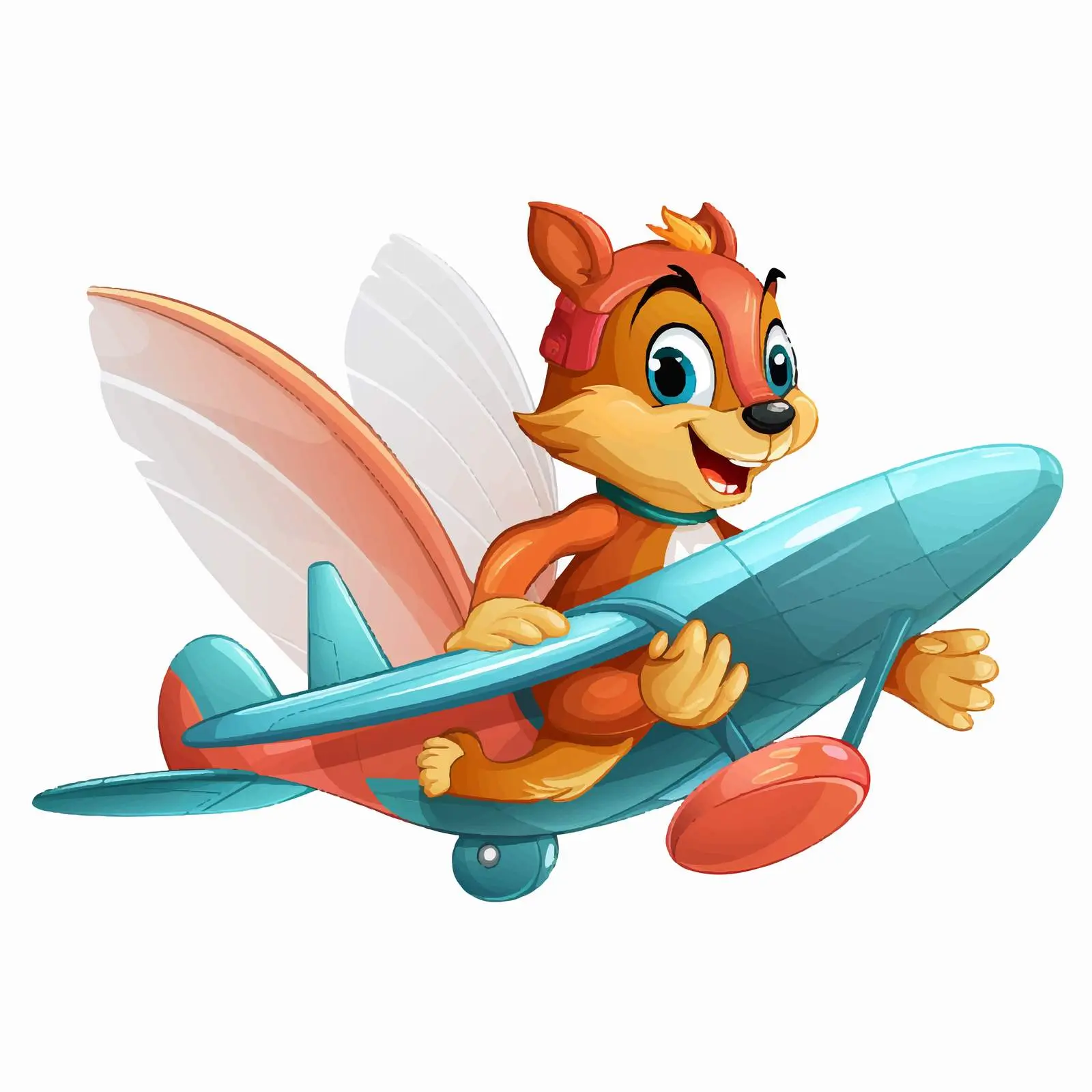 Cheerful Squirrel Flying a Toy Airplane — free download from Dotvec