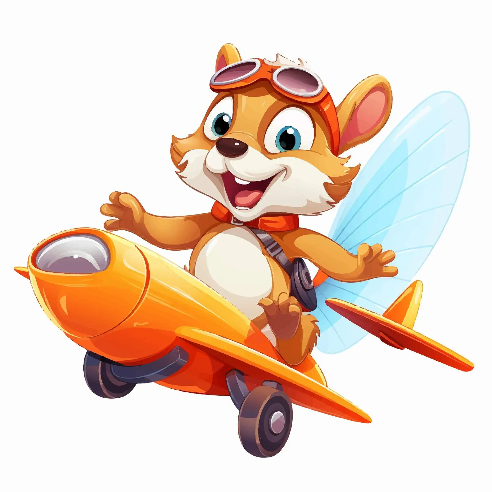 Cheerful Squirrel Flying a Toy Airplane — free download from Dotvec