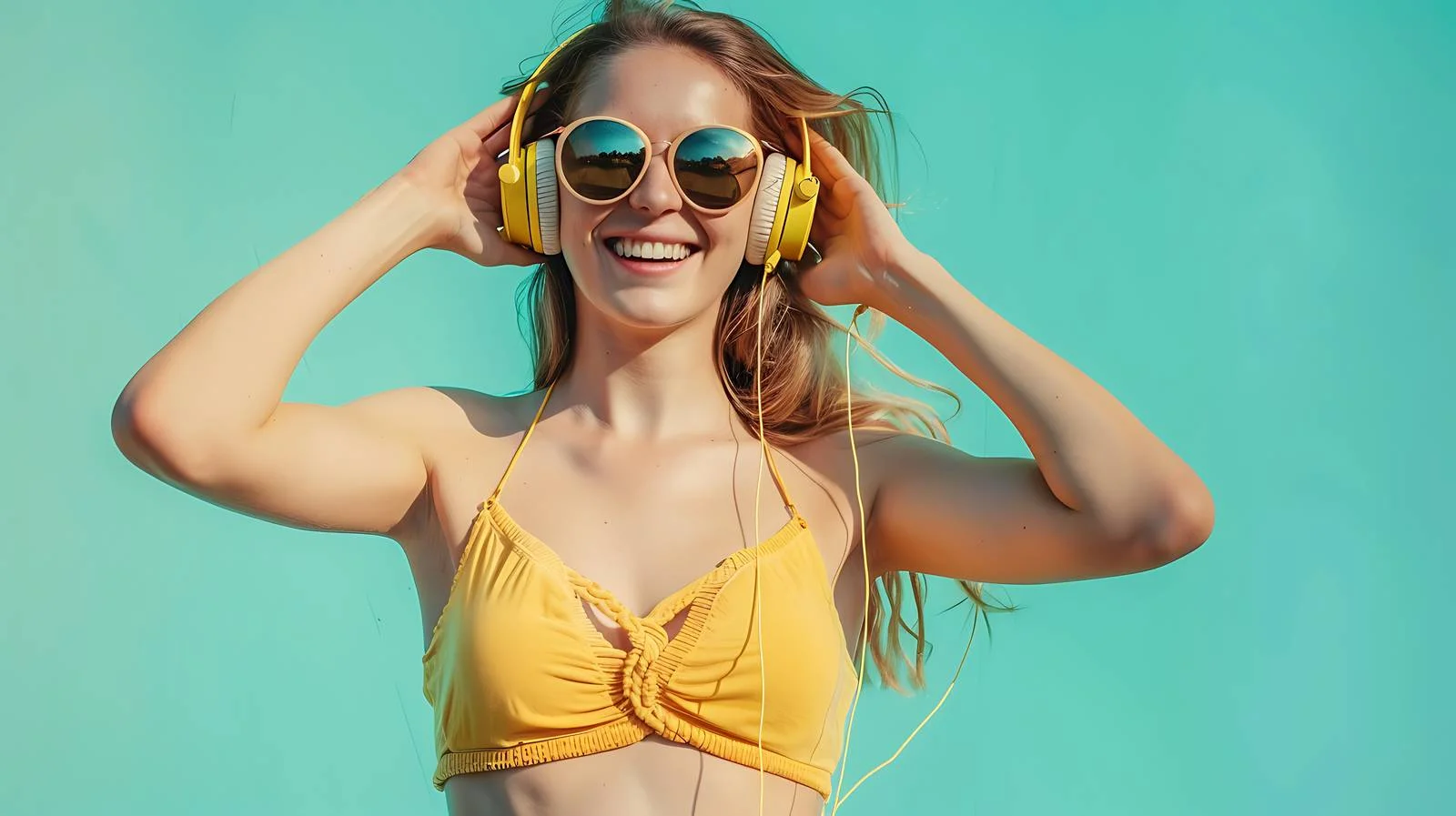 Joyful Music Enthusiast Pulling Strings Image — free download from Dotvec