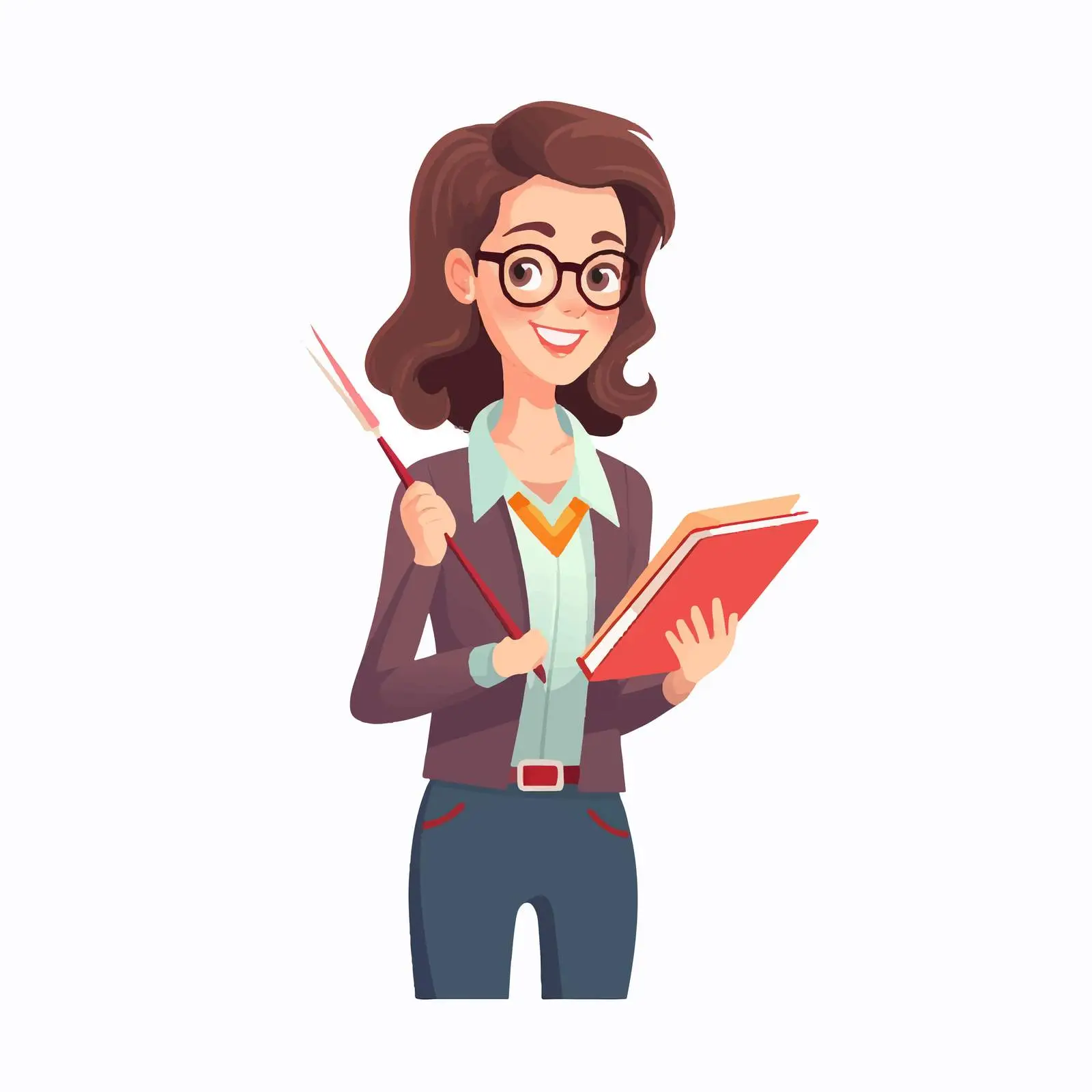 Cheerful Primary School Teacher Vector Illustration — free download from Dotvec
