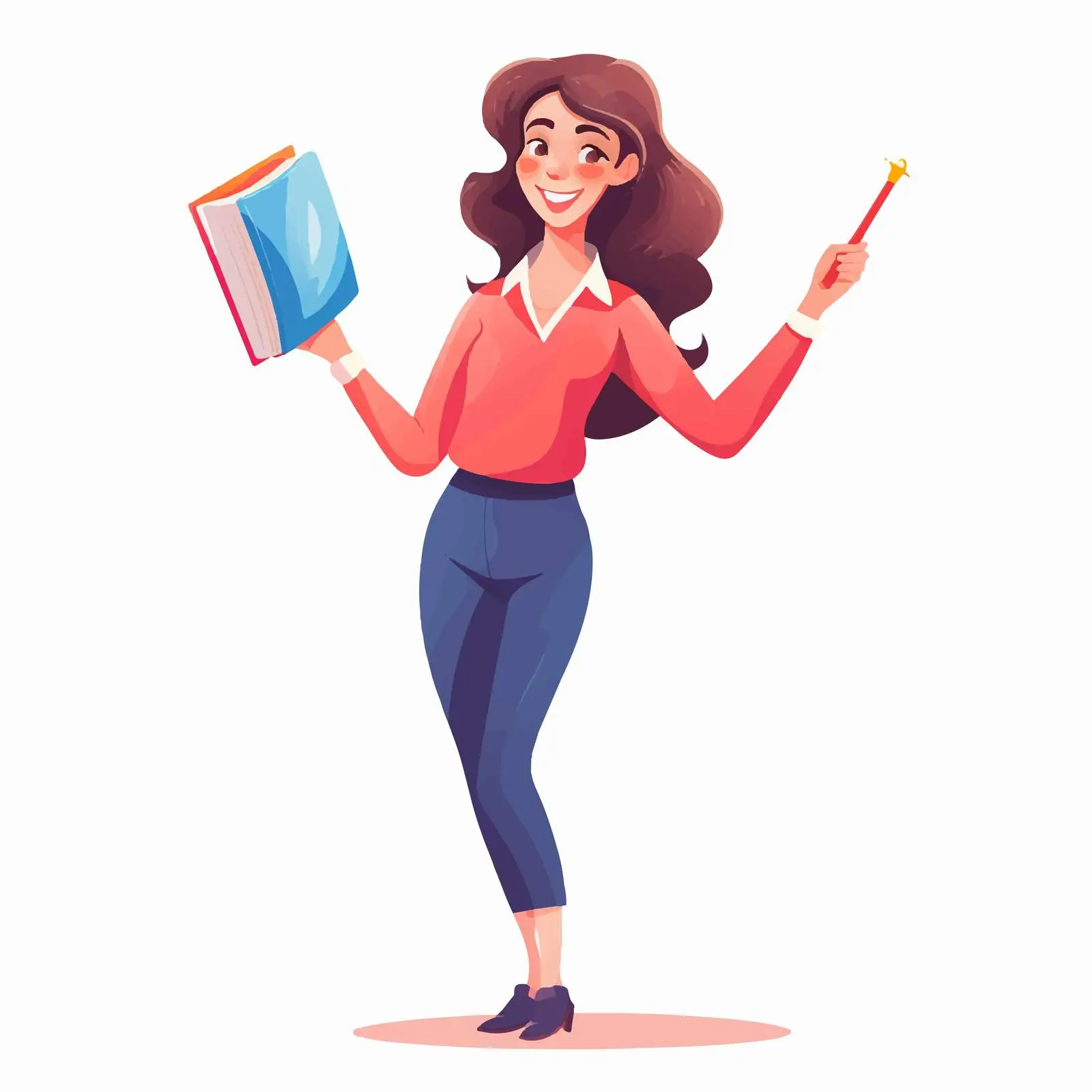 Cheerful Primary School Teacher Vector Illustration – free inspiring teachers image from Dotvec