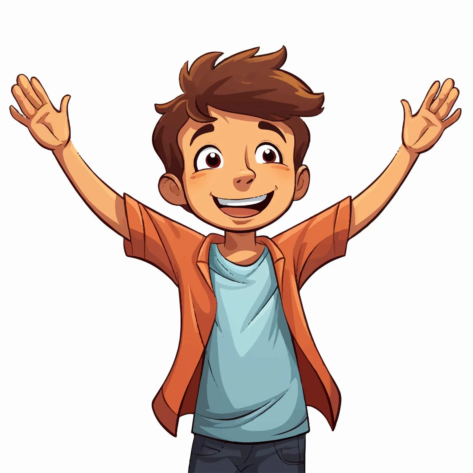 Cheerful Young Boy Smiling with Open Arms Vector — free download from Dotvec