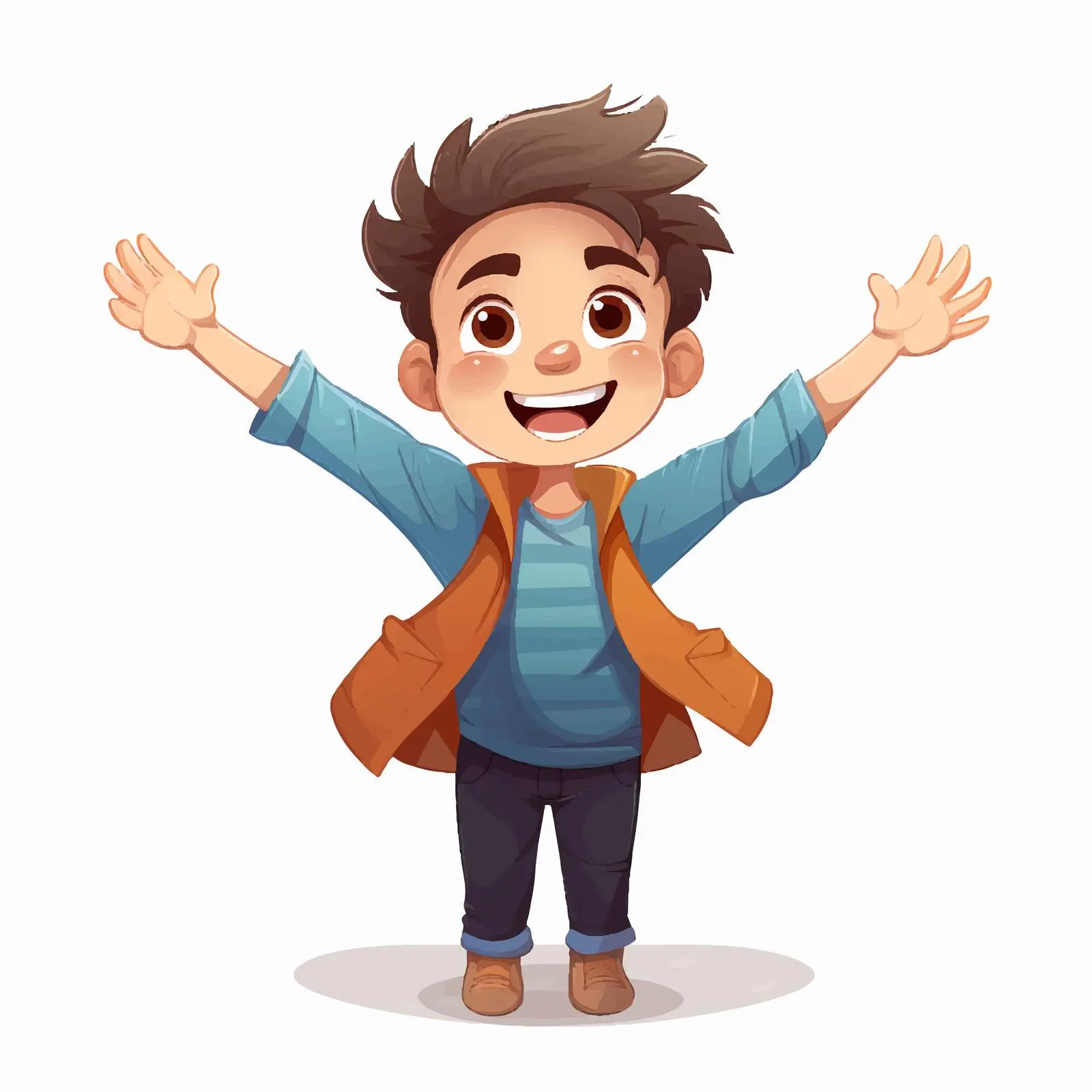Cheerful Boy with Open Arms Vector Illustration — free download from Dotvec