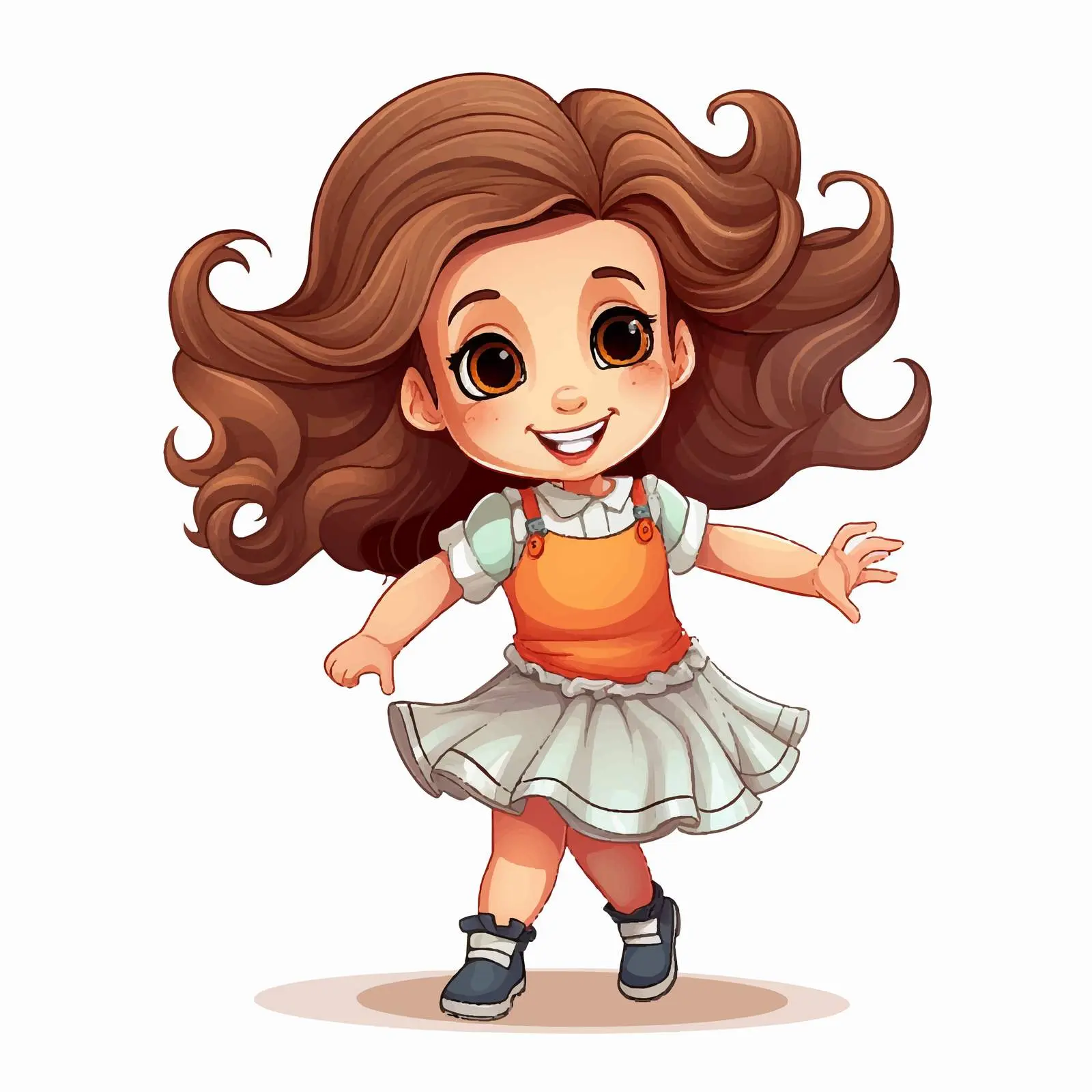 Cheerful Girl Dancing in Cute Outfit Vector — free download from Dotvec