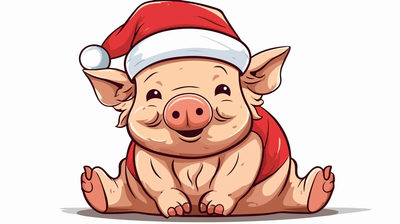 Cheerful Sitting Pig Line Drawing — free download from Dotvec