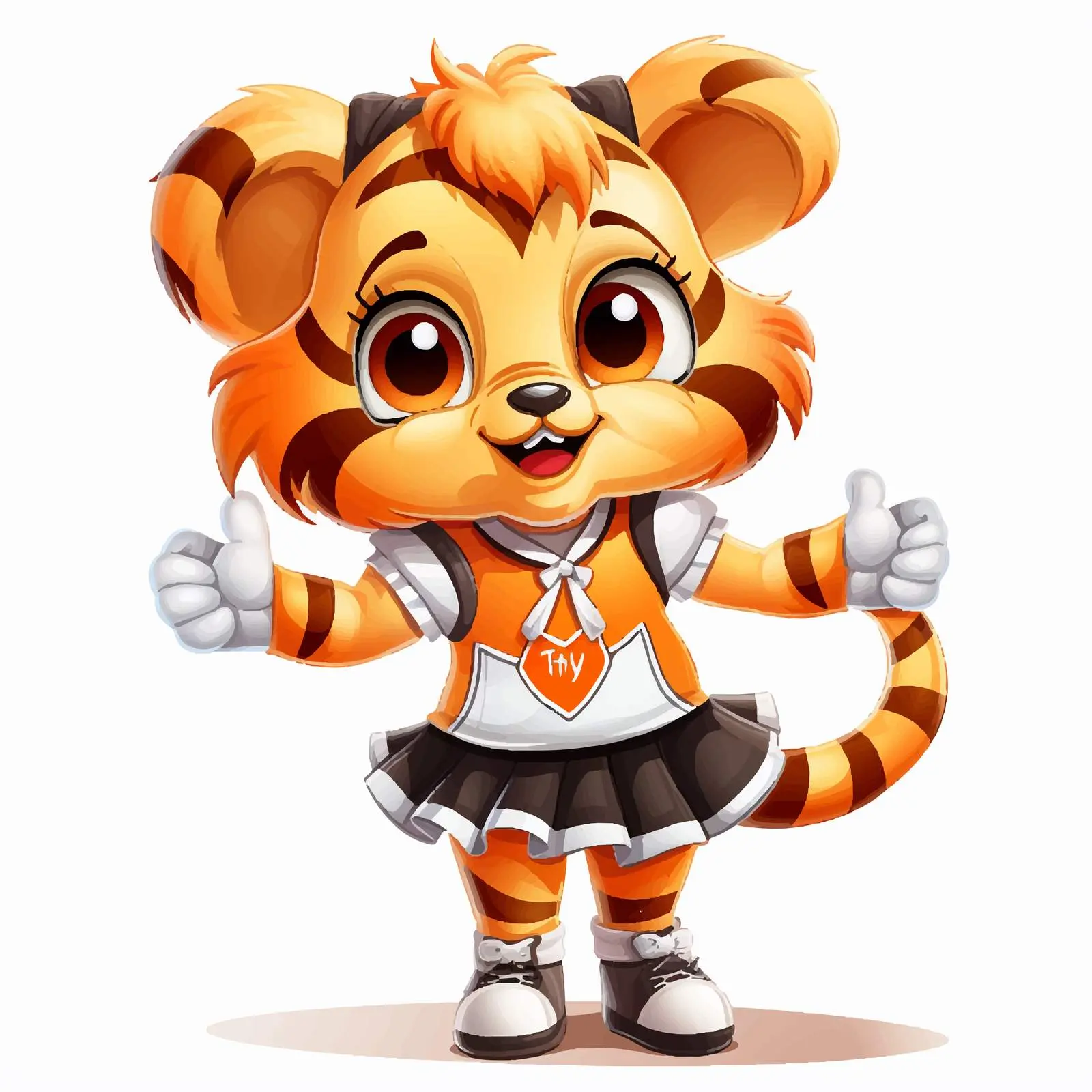 Cheerleader Tiger Cartoon Character Vector Illustration – free cute tiger image from Dotvec