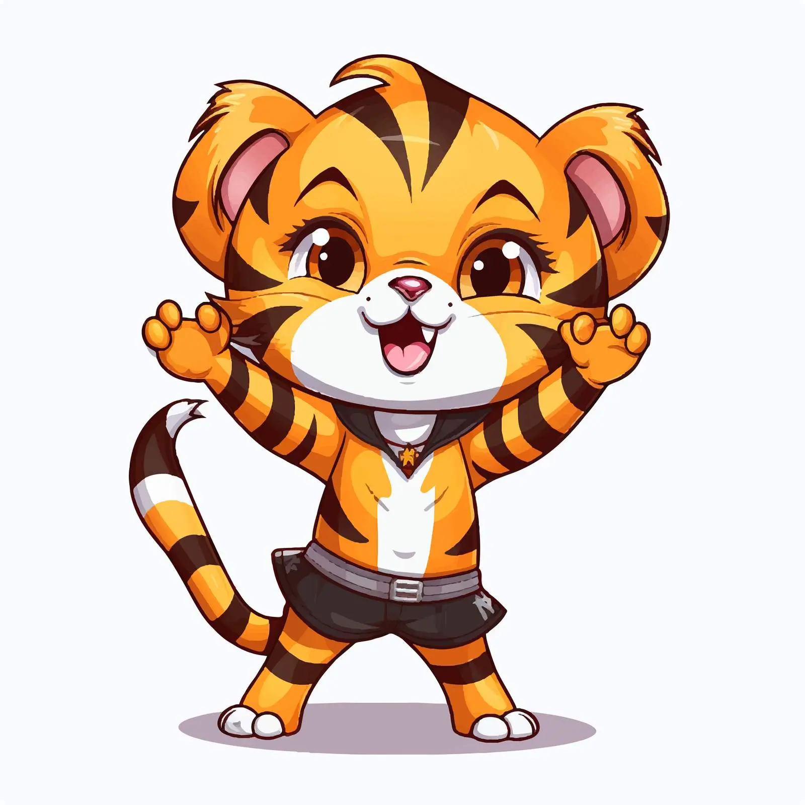 Cheerleader Tiger Cartoon Character Illustration — free download from Dotvec