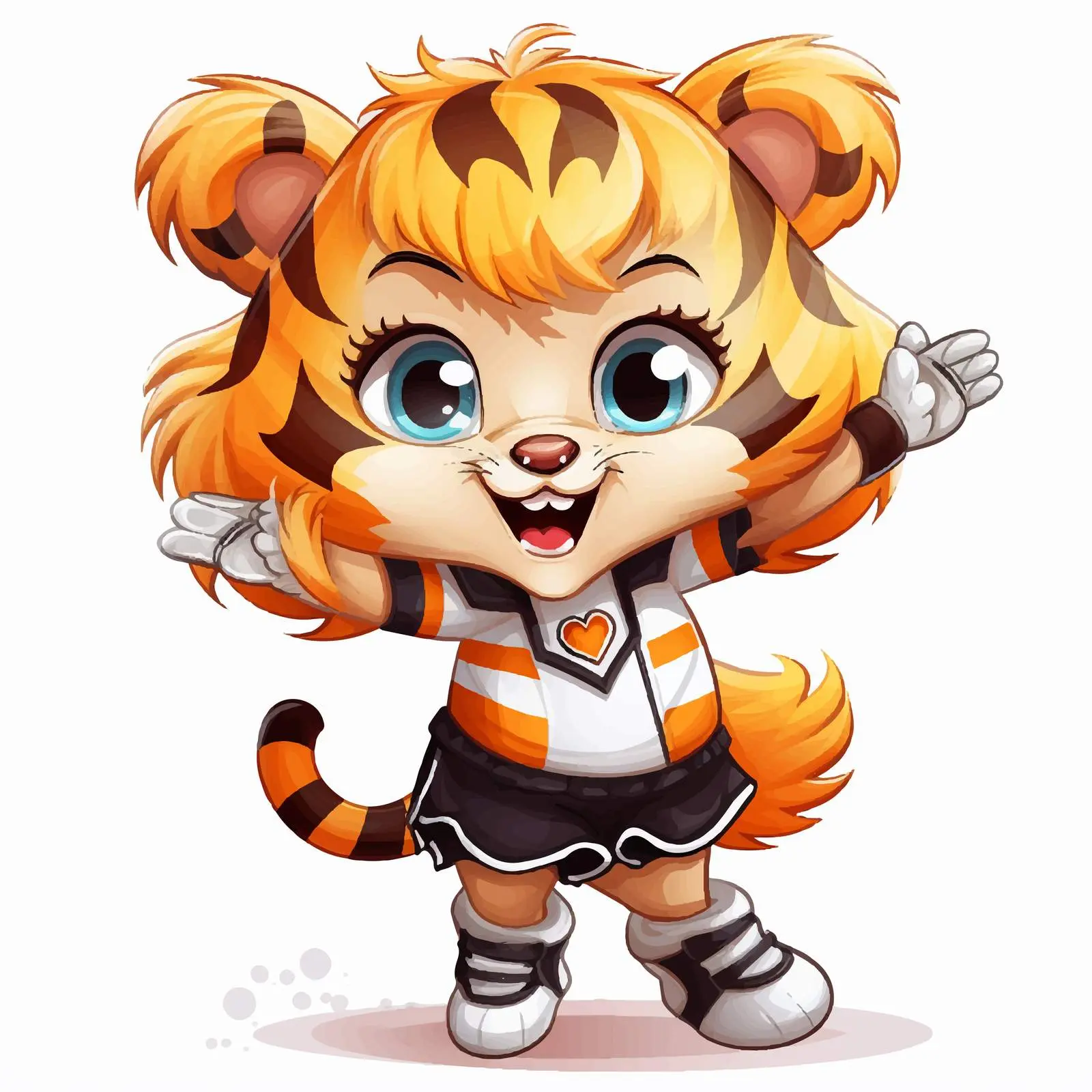 Cheerleader Tiger Cartoon Character Illustration — free download from Dotvec