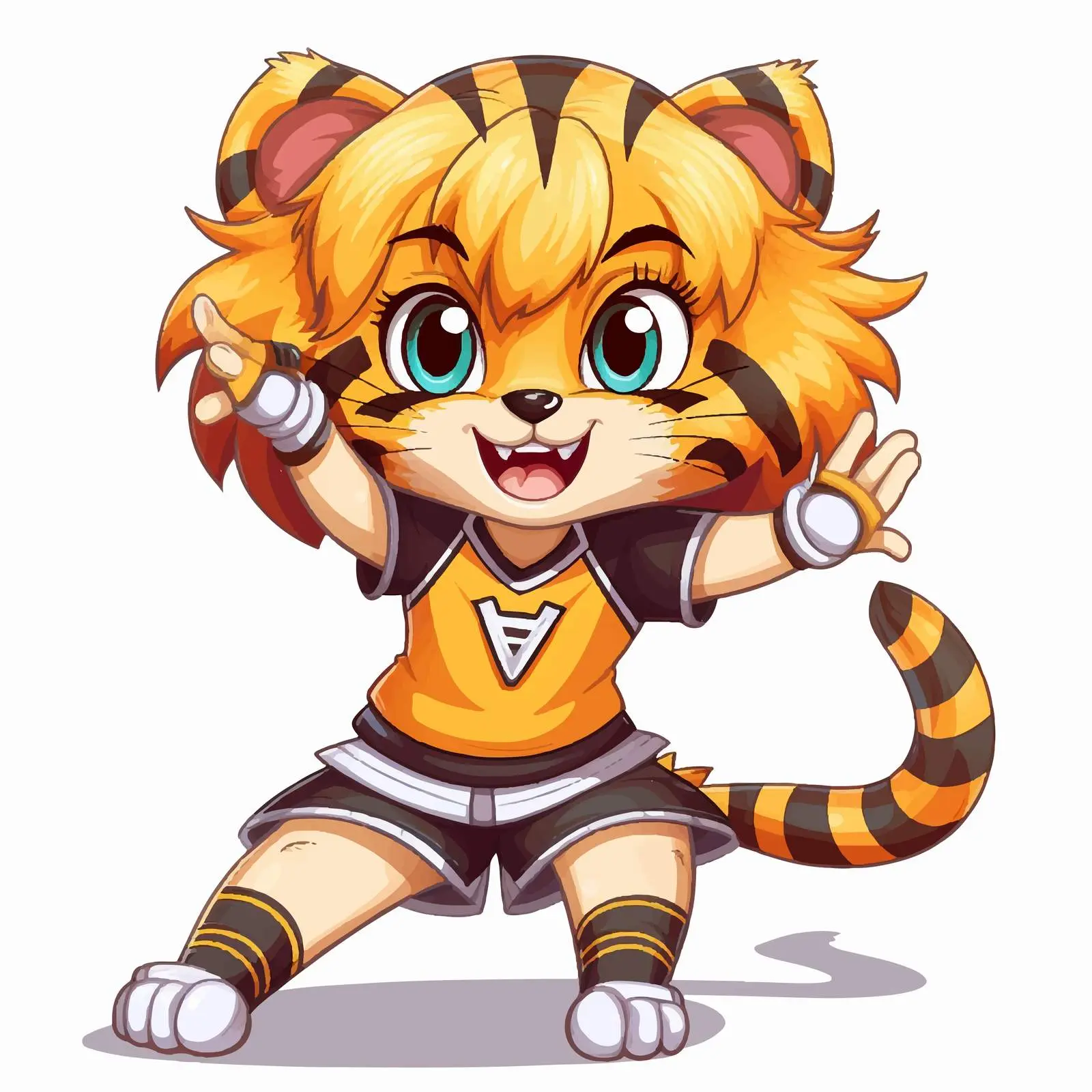 Cheerleader Tiger Cartoon Character Vector Illustration — free download from Dotvec