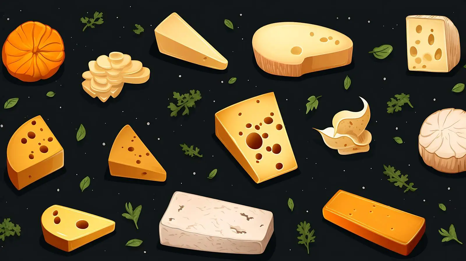 Holland Cheeses Top View on Dark Background — free download from Dotvec