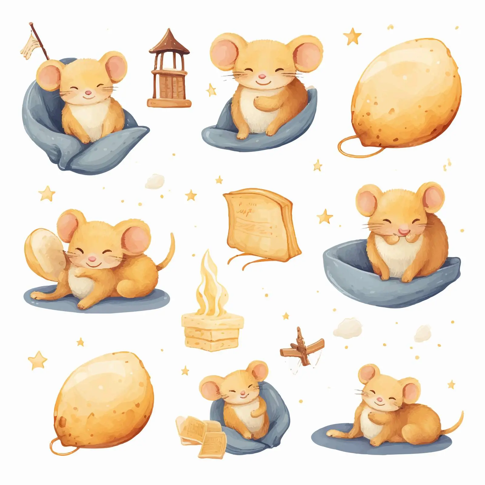 Cute Mouse Dreaming Under Cheese Moon — free download from Dotvec