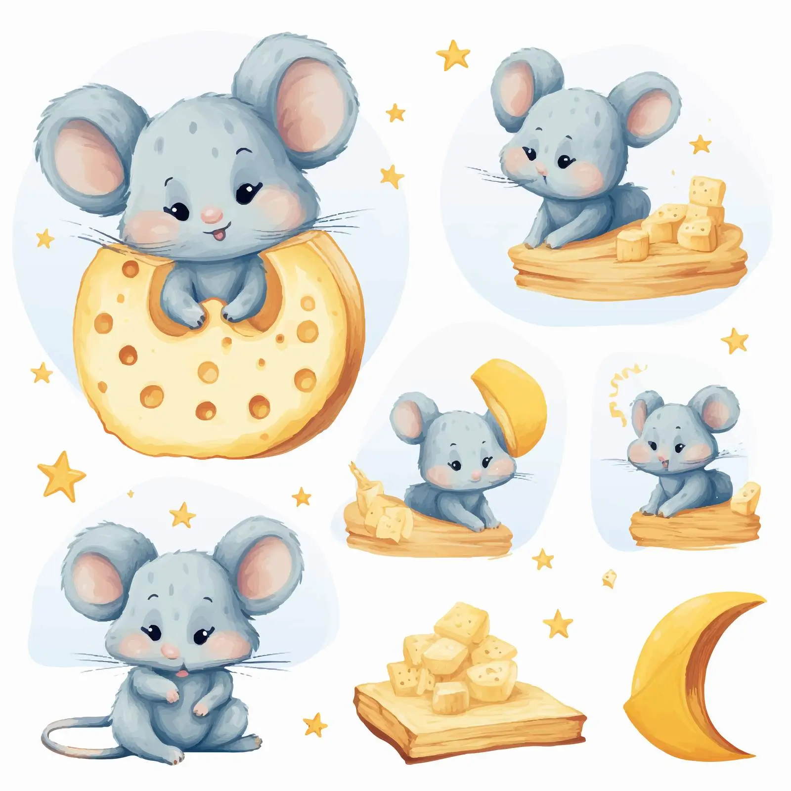 Dreamy Mouse Under Cheese Moon Vector — free download from Dotvec