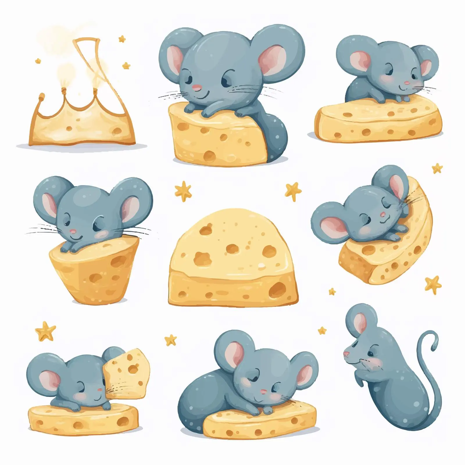 Cute Mouse Dreaming Under a Cheese Moon – free imaginary image from Dotvec