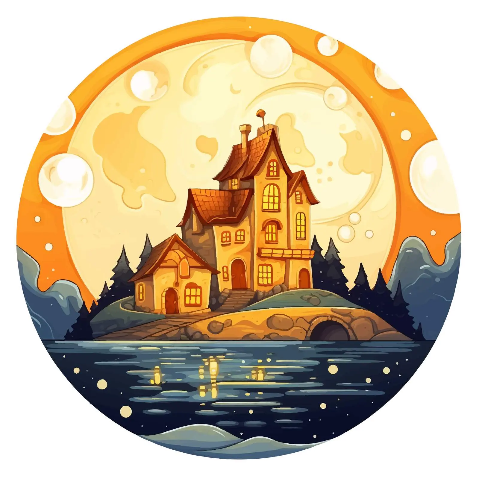 Calm Night Sky with Full Moon Illustration — free download from Dotvec