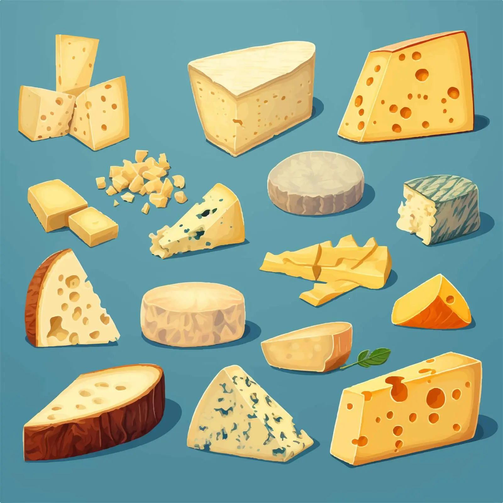 Varieties of Cheese on Blue Background – free tasting image from Dotvec