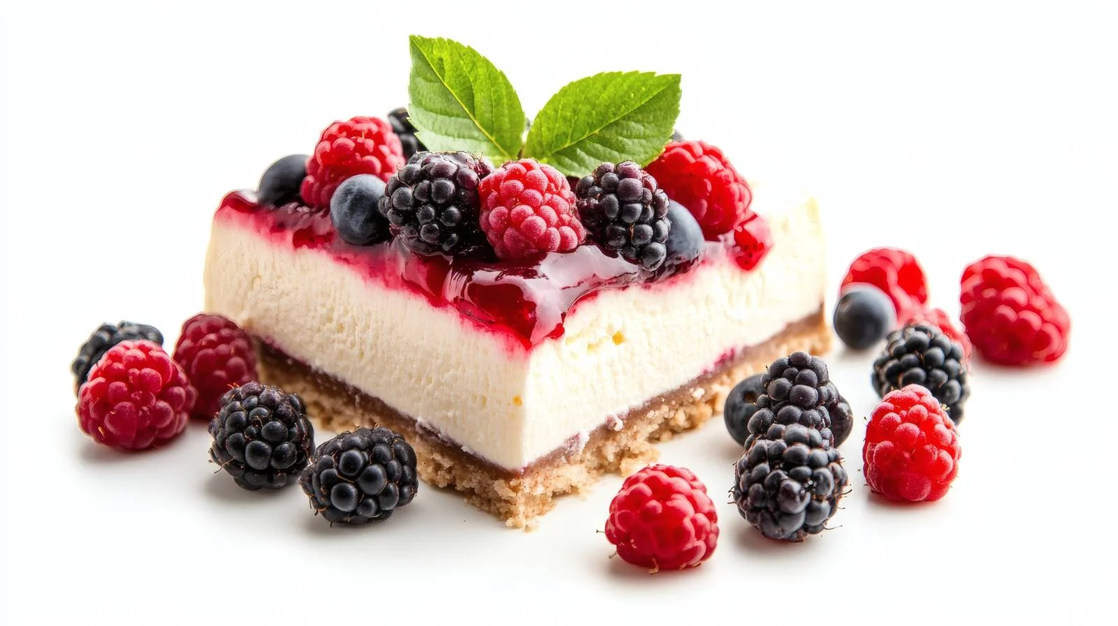 Delicious Cheesecake with Berries on White — free download from Dotvec