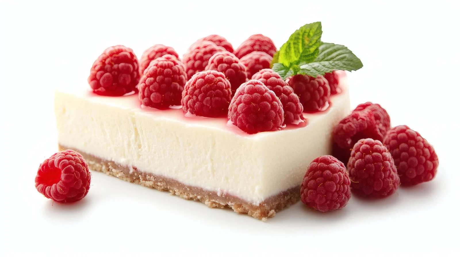 Delicious cheesecake topped with fresh raspberries — free download from Dotvec