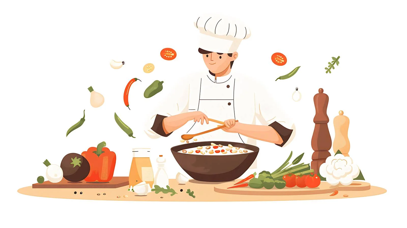 Cook Preparing Bean Porridge with Cauliflower — free download from Dotvec