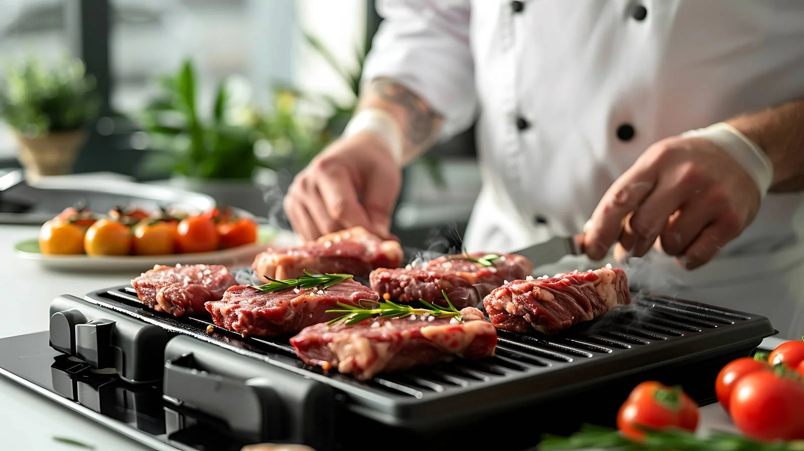 Chef Preparing Beef Steaks in Kitchen — free download from Dotvec
