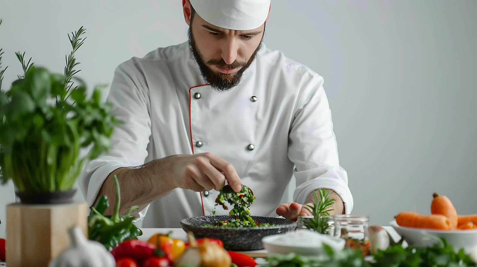 Chef Cooking Green Curry with Herbs — free download from Dotvec