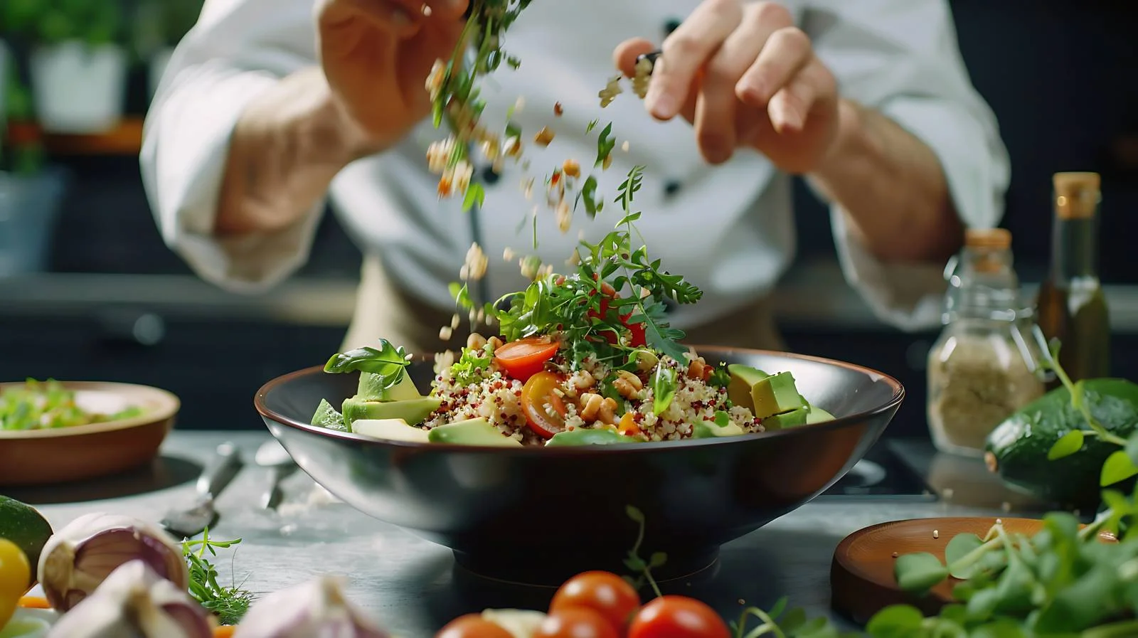 Chef Preparing Healthy Quinoa Bowl — free download from Dotvec