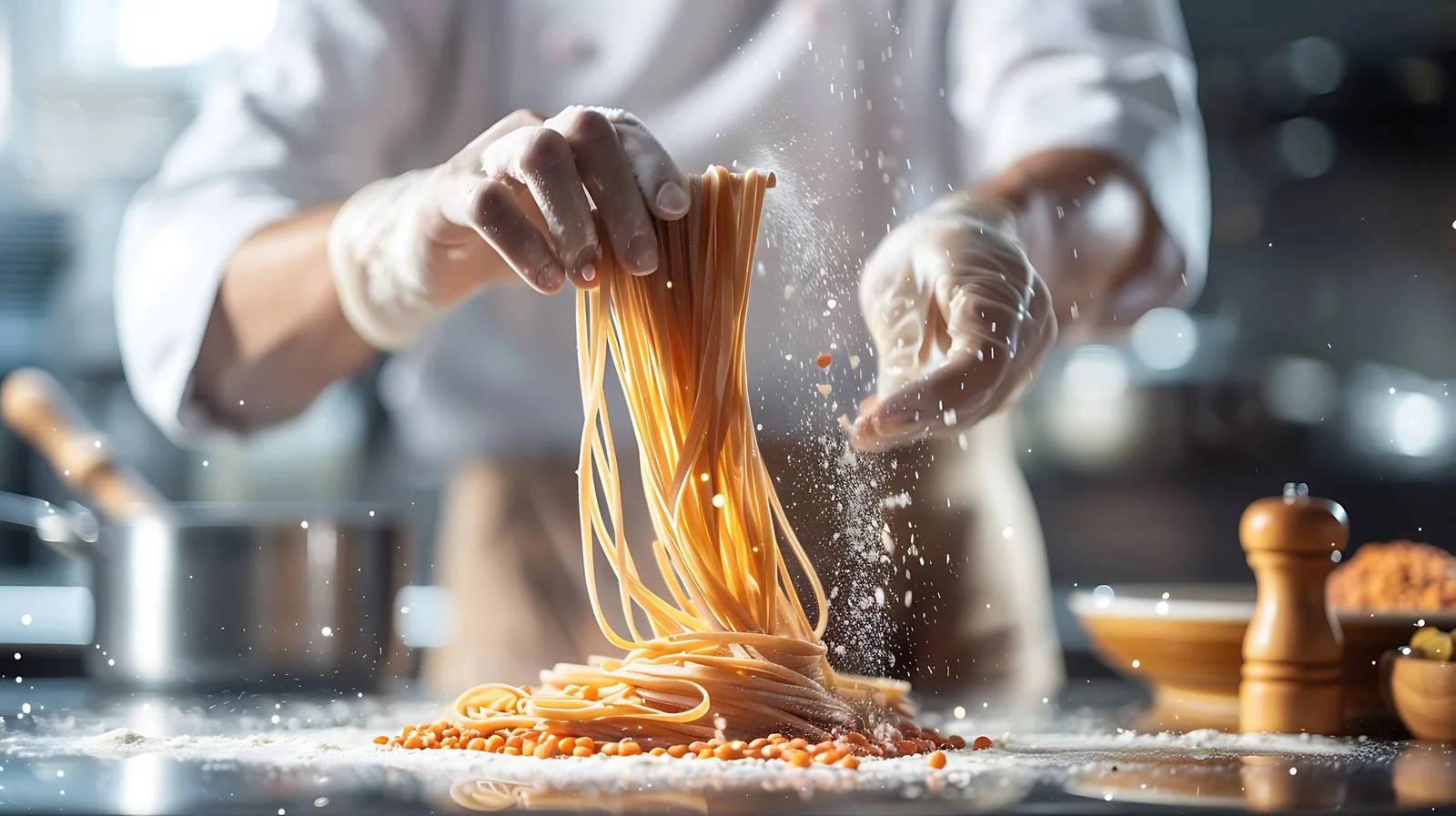 Chef Preparing Japanese Buckwheat Pasta — free download from Dotvec