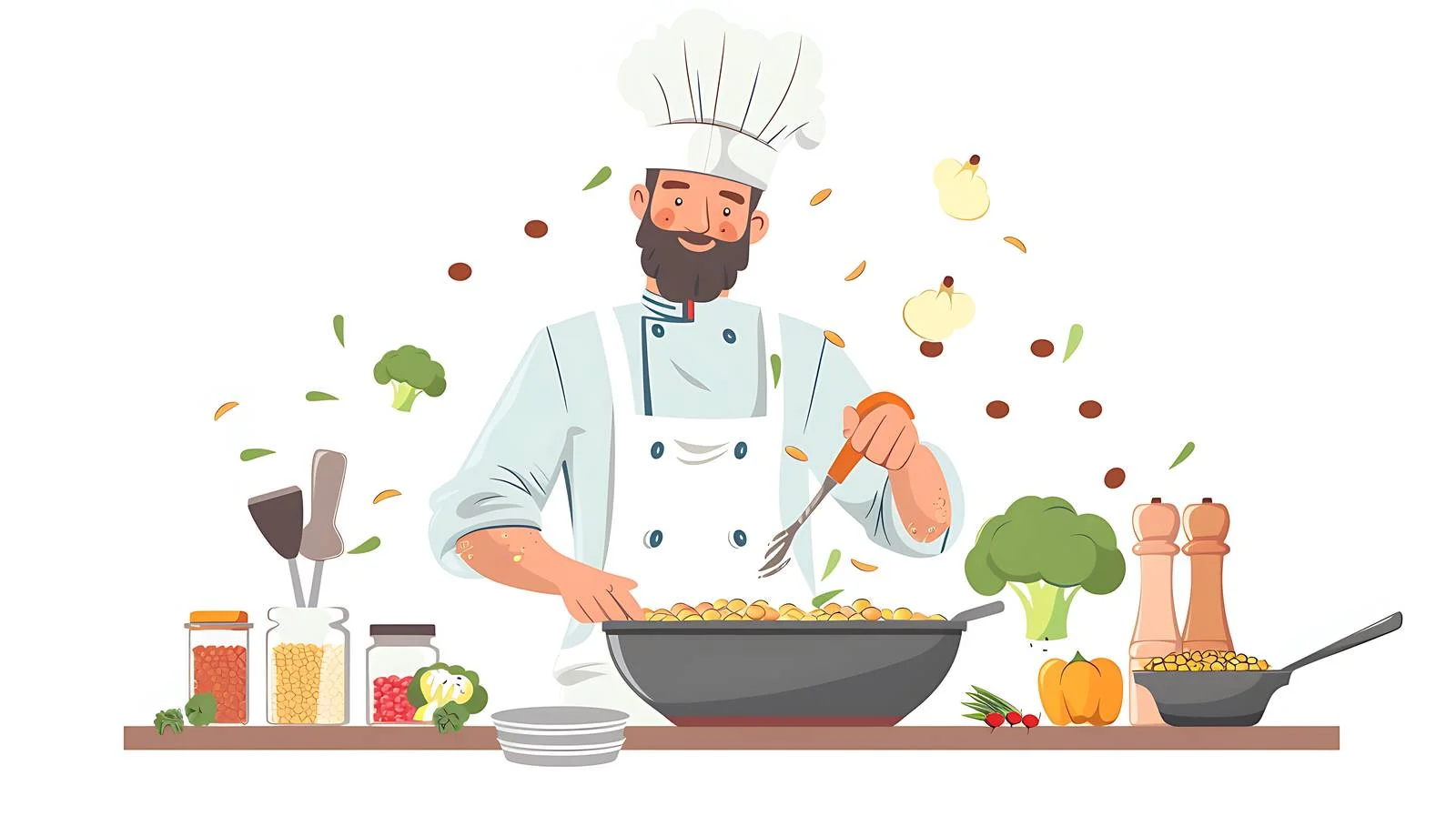 Chef Preparing Lentils Soup with Cauliflower — free download from Dotvec