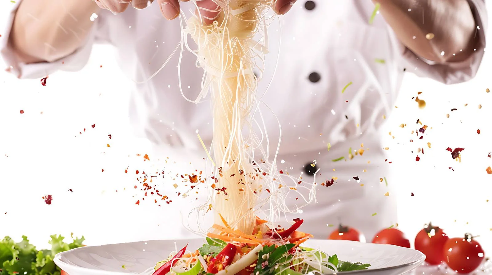 Chef Preparing Spicy Glass Noodle Salad — free download from Dotvec