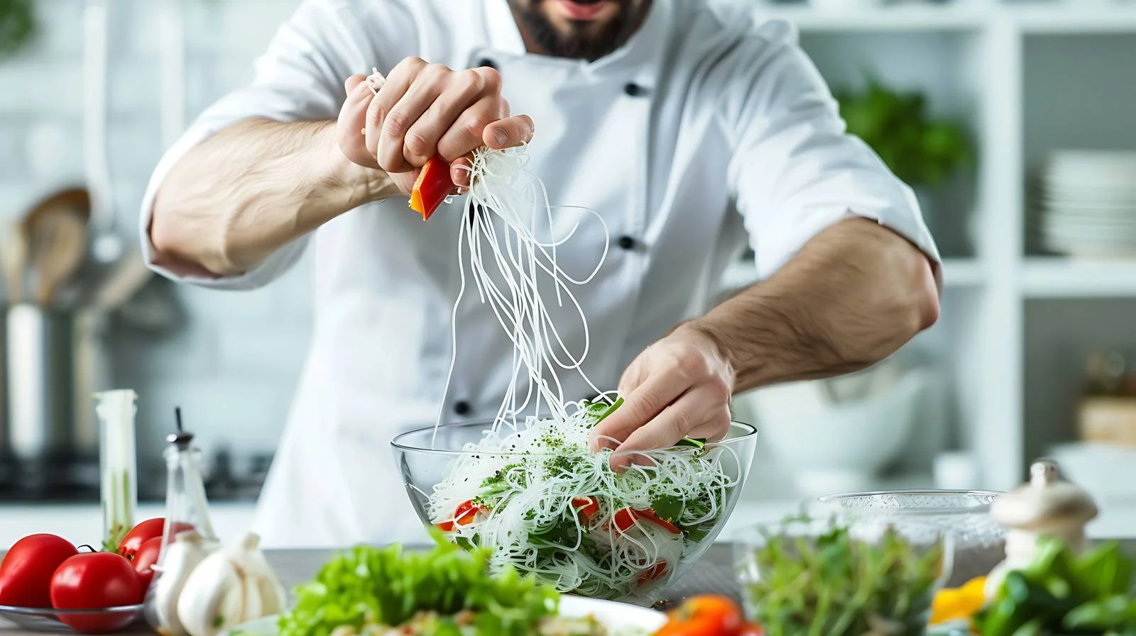 Chef Preparing Spicy Noodle Salad — free download from Dotvec