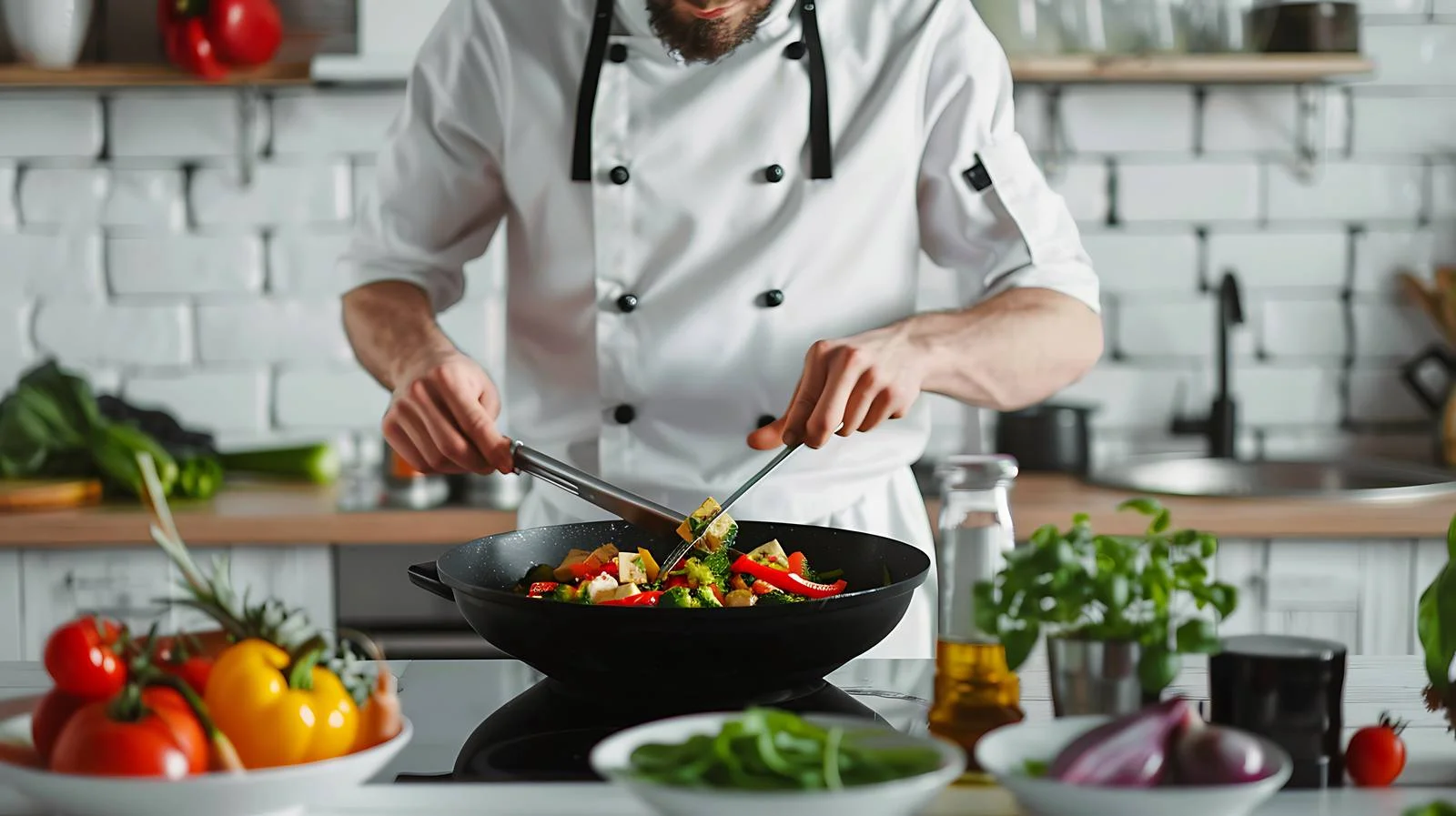 Professional Tofu Scramble Preparation in Kitchen — free download from Dotvec