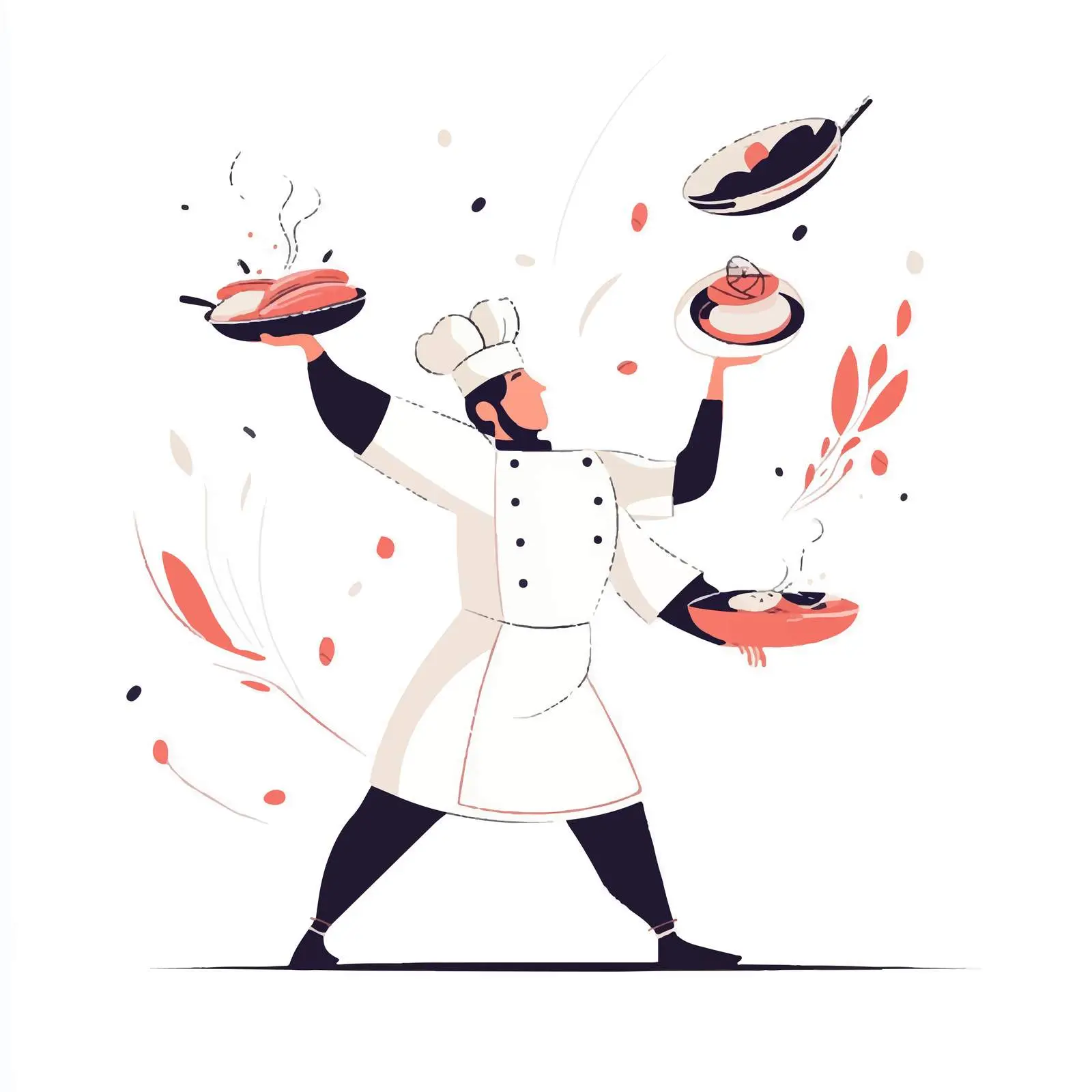 Chef Cooking Skills Demonstration Vector — free download from Dotvec