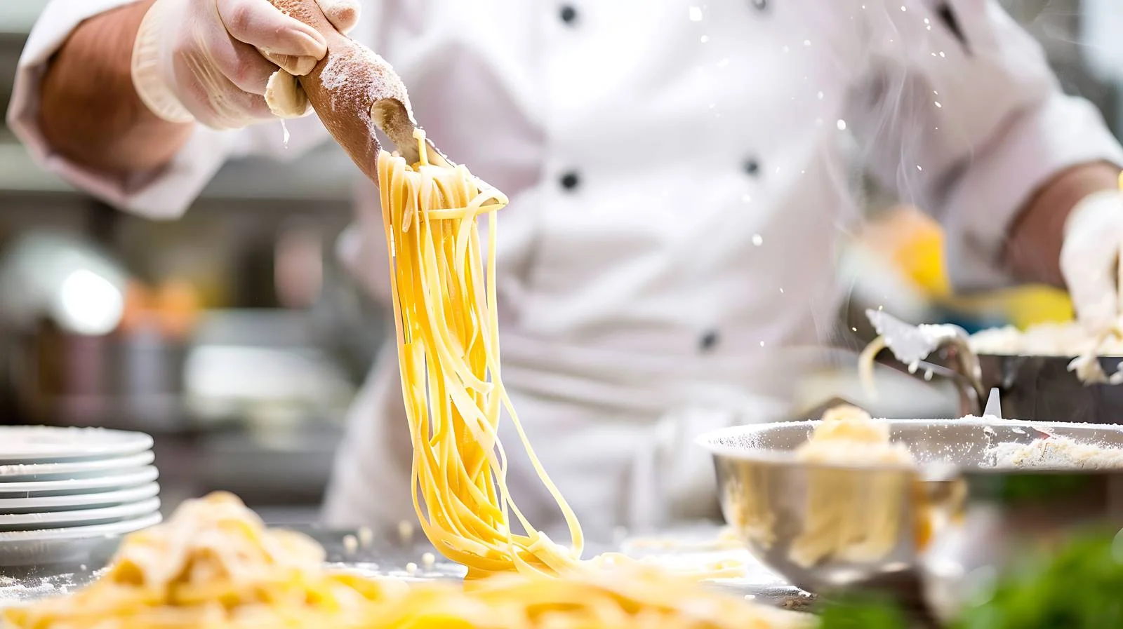 Italian Restaurant Chef Cooking Pasta Scene — free download from Dotvec