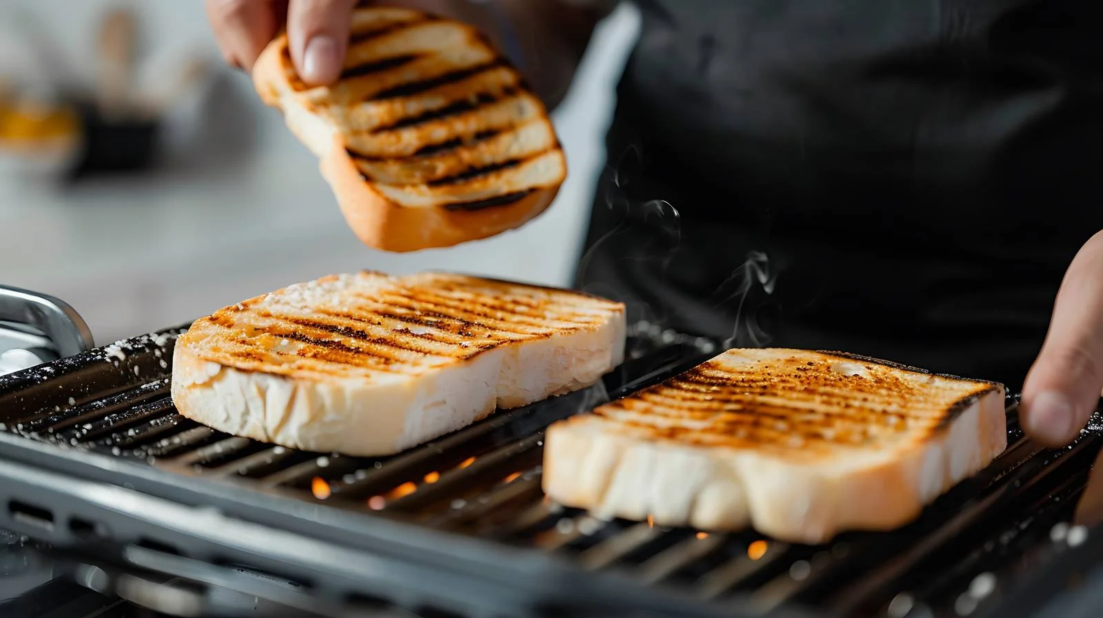 Chef Toasting Bread on Electric Grill — free download from Dotvec