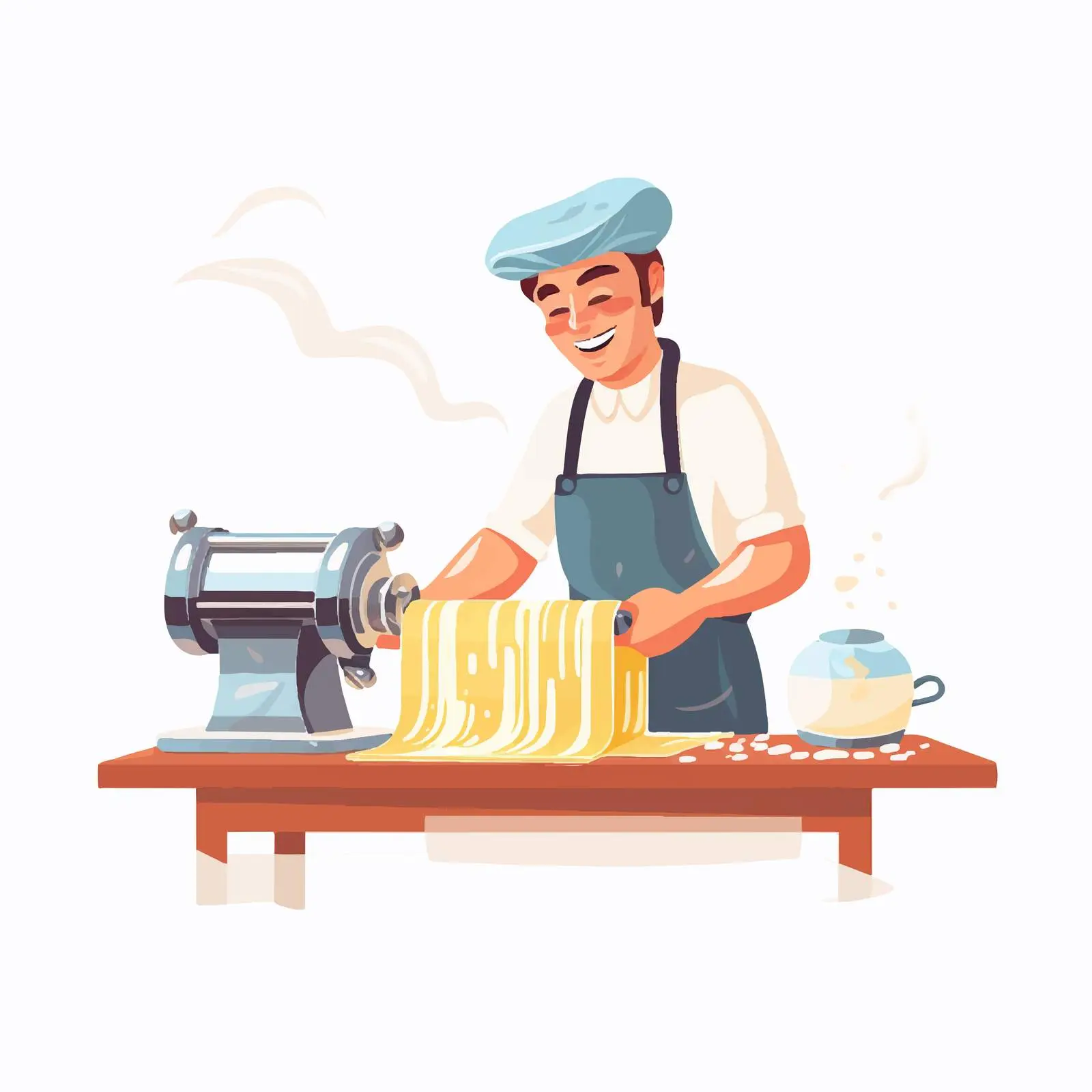 Chef Making Italian Pasta with Roller Cutter – free culinary creativity image from Dotvec