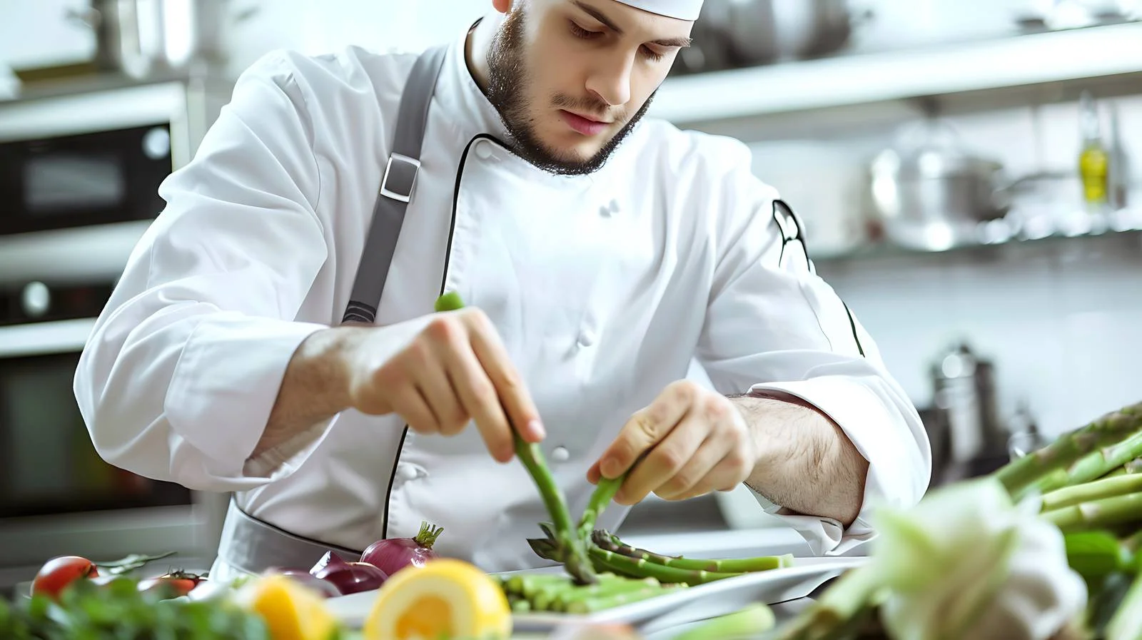 Professional Asparagus Dish Preparation in Restaurant — free download from Dotvec