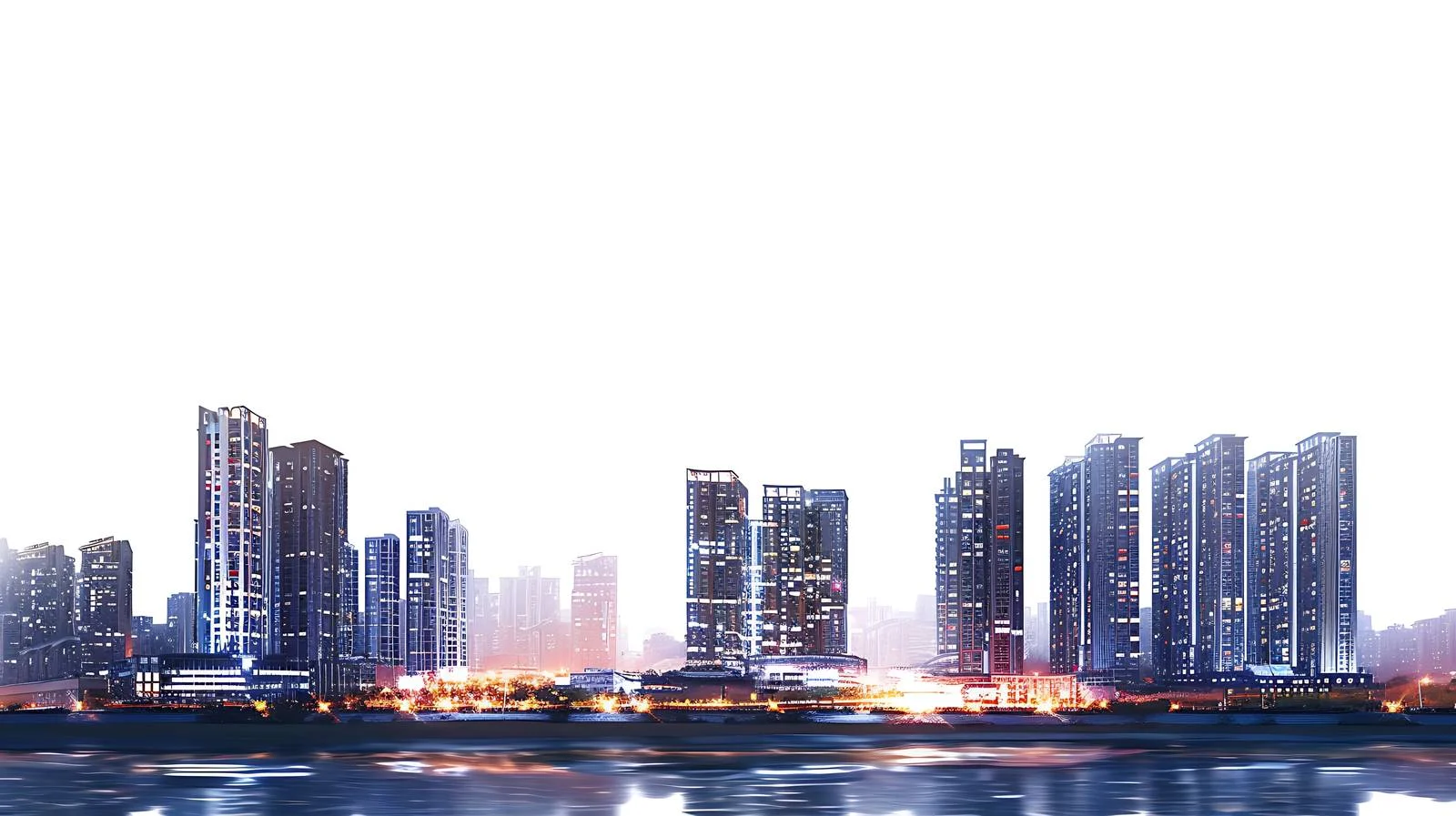 Chengdu City Night Buildings on White — free download from Dotvec