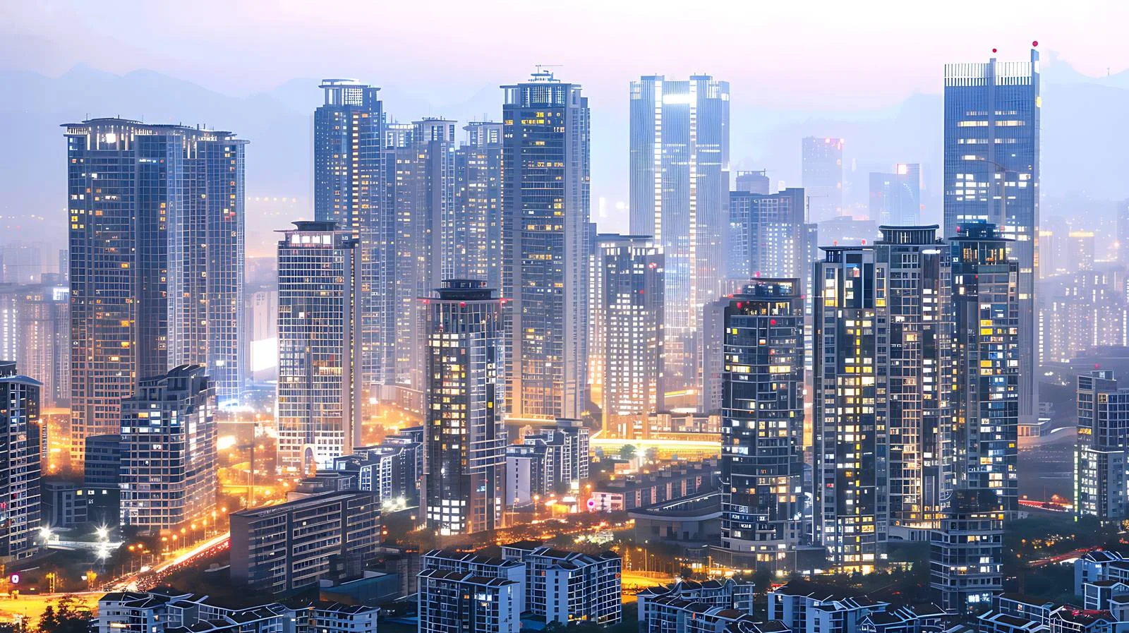 Chengdu City Night High-Rise Buildings — free download from Dotvec