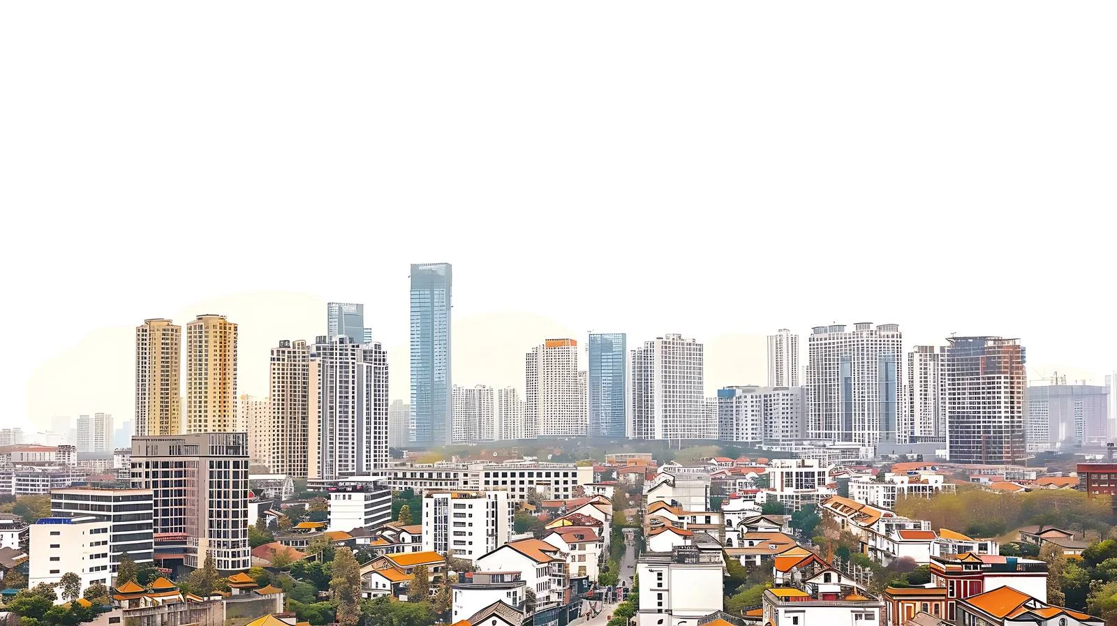 Chengdu City Skyline on White Background — free download from Dotvec