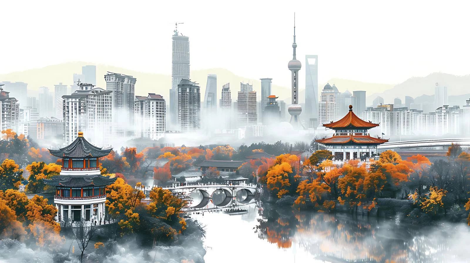 Modern Chengdu Skyline and Tower Isolated — free download from Dotvec