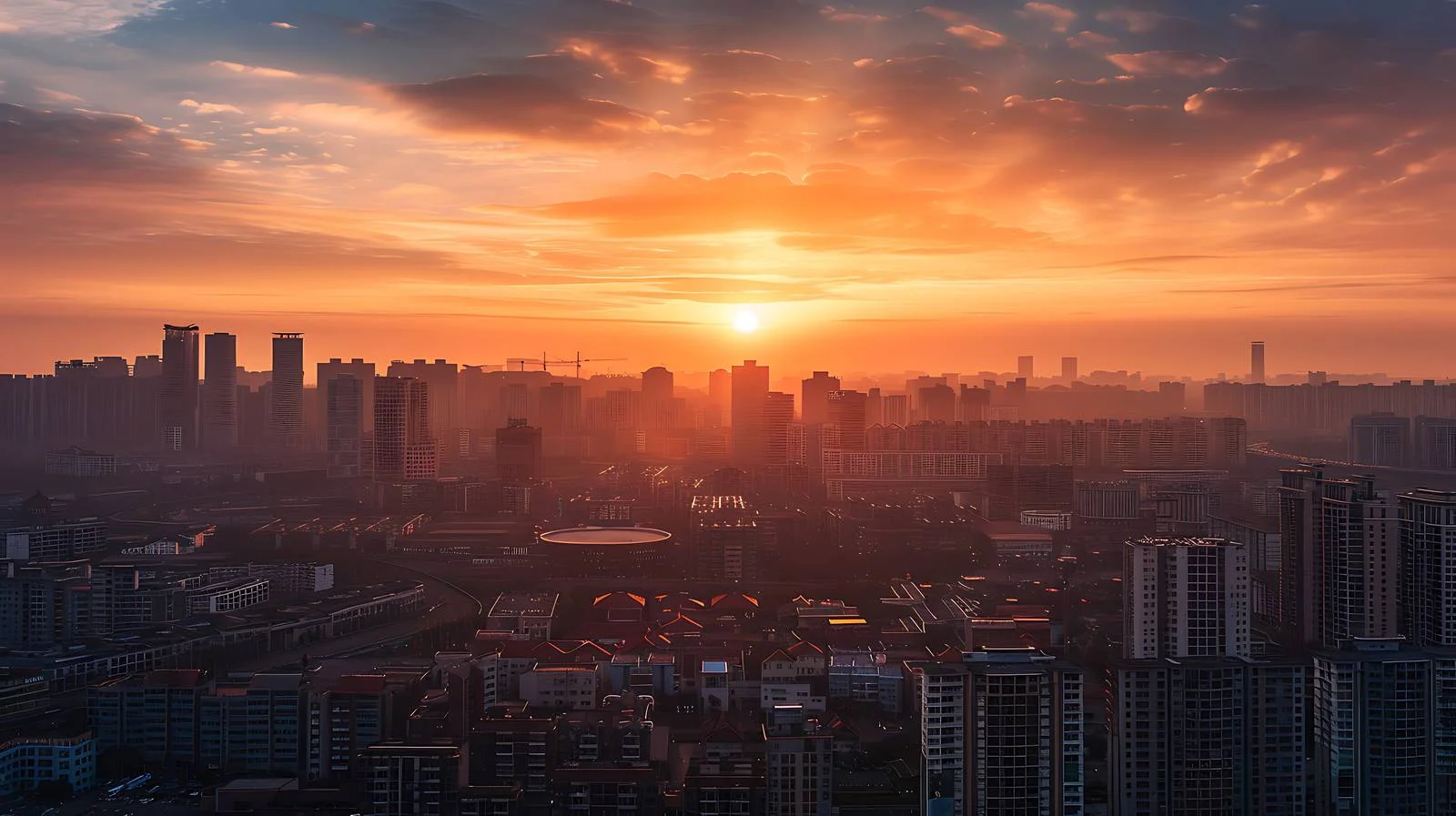 Tranquil Chengdu Taikouli Sunset Silhouette — free download from Dotvec