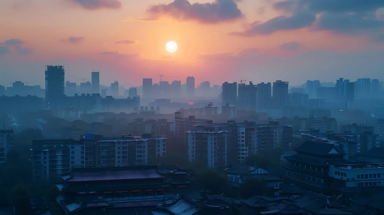 Chengdu Taikouli Tranquil Sunset Silhouette — free download from Dotvec