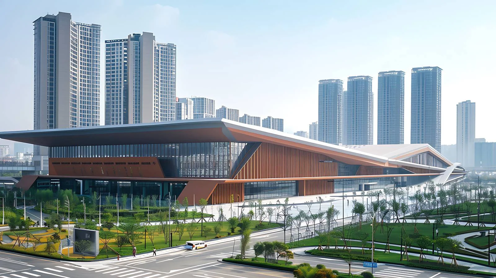 Chengdu Tianfu Convention Center Exterior View — free download from Dotvec