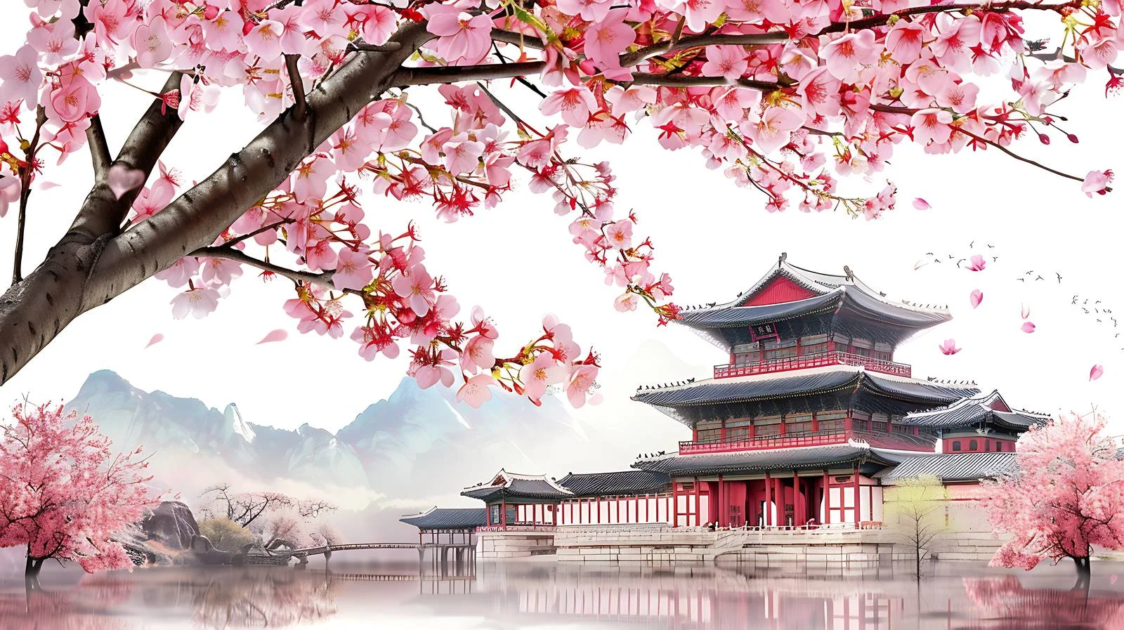 Blossoms Surround Ancient Isola Architecture — free download from Dotvec