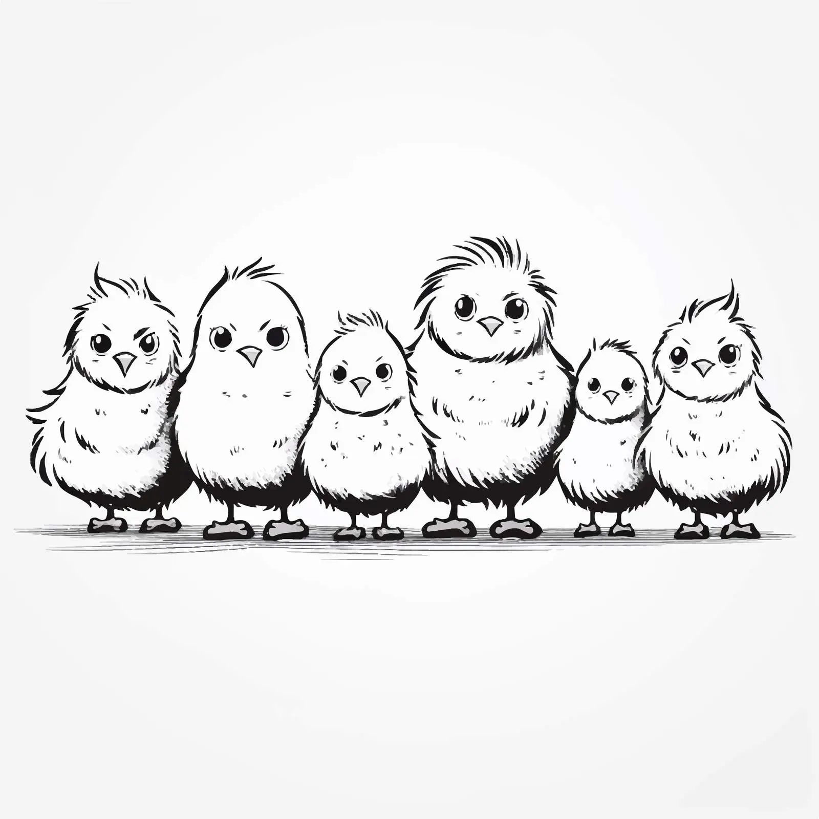 Chick Line Cartoon Vector Illustration — free download from Dotvec