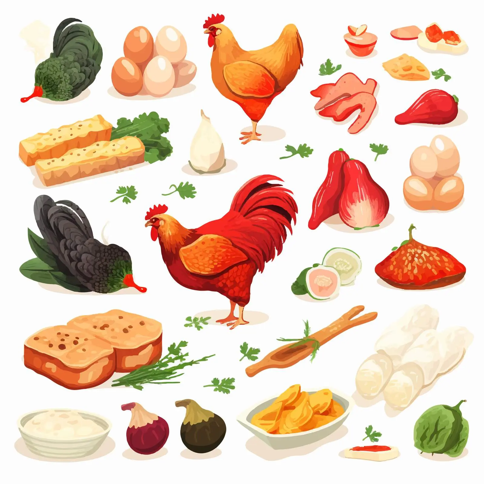 Variety of Chicken Products Illustration — free download from Dotvec