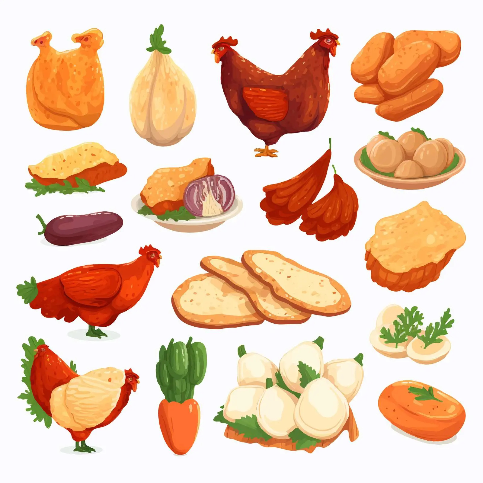Types of Chicken Products Illustration – free gourmet chicken image from Dotvec